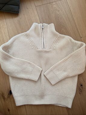 H&M Cream Half-Zip Cowl Turtleneck Sweater